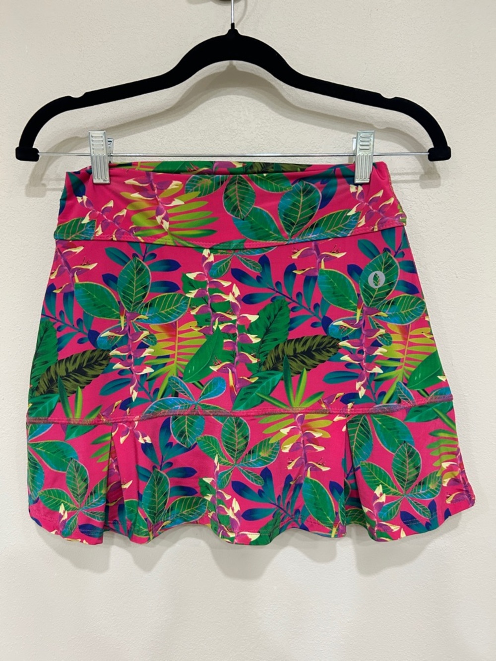 Dona Jo Vibrant Pink Tropical Print A-Line Skirt